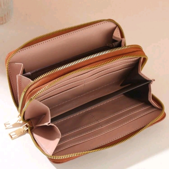 Wallet Large Capacity Double Zip Around Credit Card Holder - Picture 2 of 2